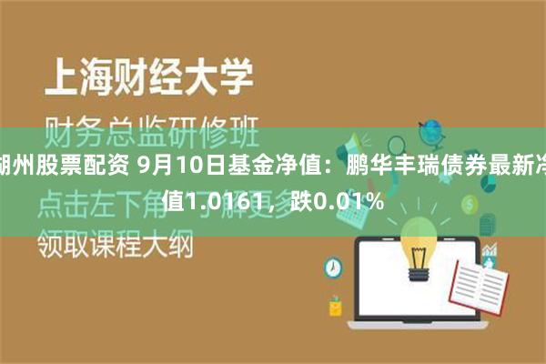 湖州股票配资 9月10日基金净值：鹏华丰瑞债券最新净值1.0161，跌0.01%