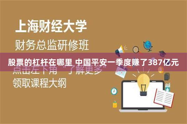 股票的杠杆在哪里 中国平安一季度赚了387亿元