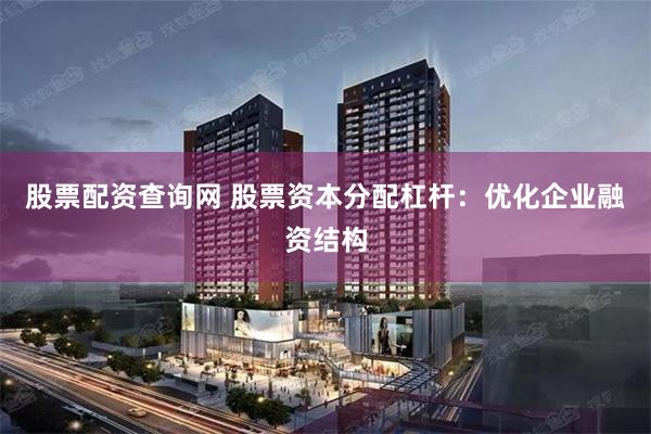 股票配资查询网 股票资本分配杠杆：优化企业融资结构