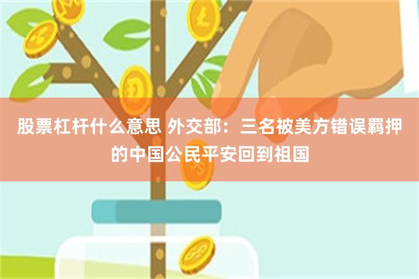 股票杠杆什么意思 外交部：三名被美方错误羁押的中国公民平安回到祖国