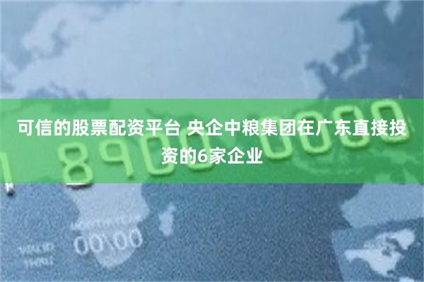 可信的股票配资平台 央企中粮集团在广东直接投资的6家企业