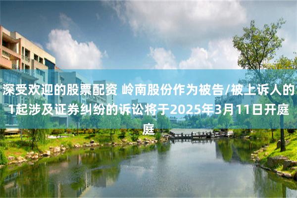 深受欢迎的股票配资 岭南股份作为被告/被上诉人的1起涉及证券纠纷的诉讼将于2025年3月11日开庭