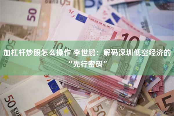 加杠杆炒股怎么操作 李世鹏：解码深圳低空经济的“先行密码”