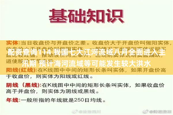 配资查询114 我国七大江河流域八月全面进入主汛期 预计海河流域等可能发生较大洪水